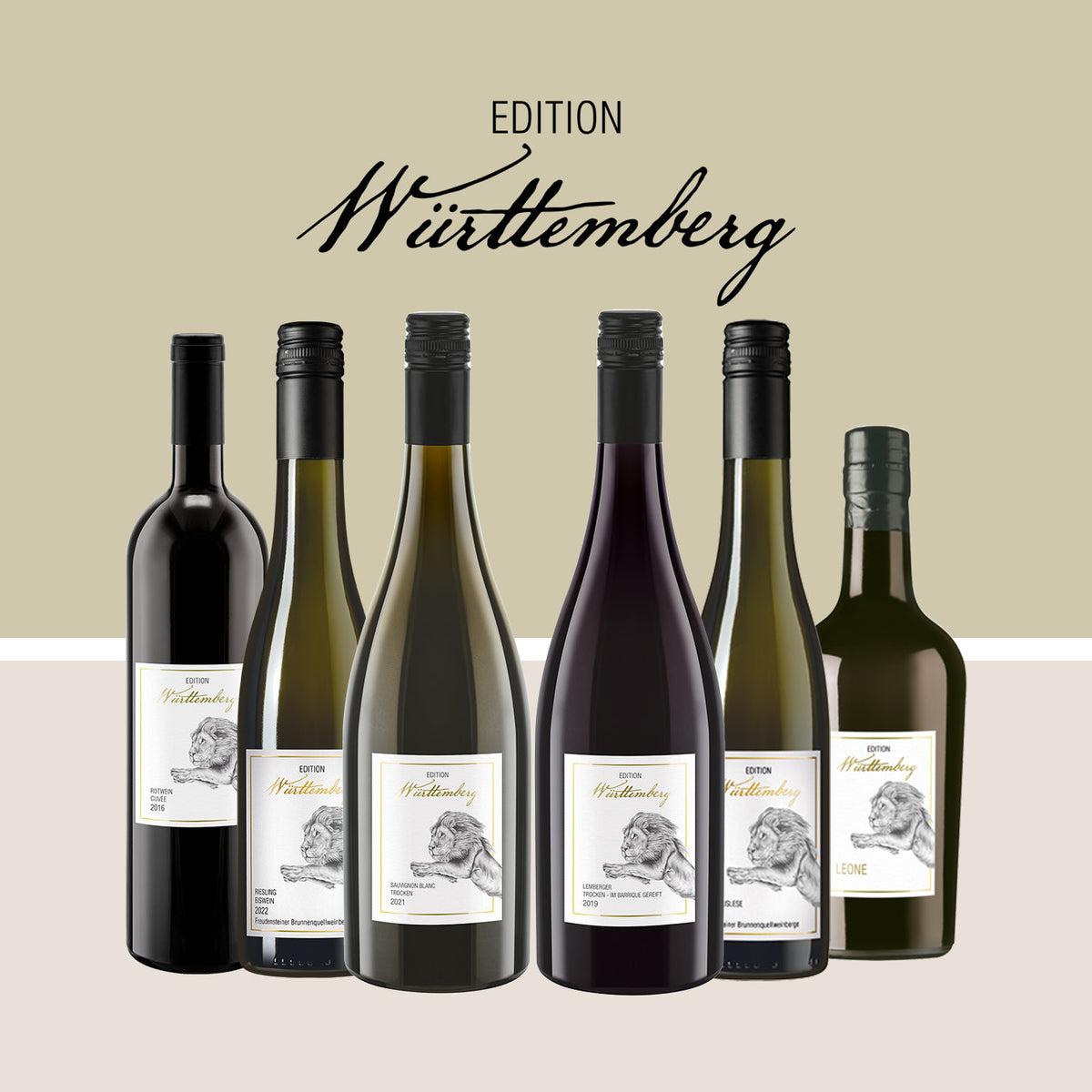 Auswahl verschiedener Weine der Serie Edition Württemberg von WZG.