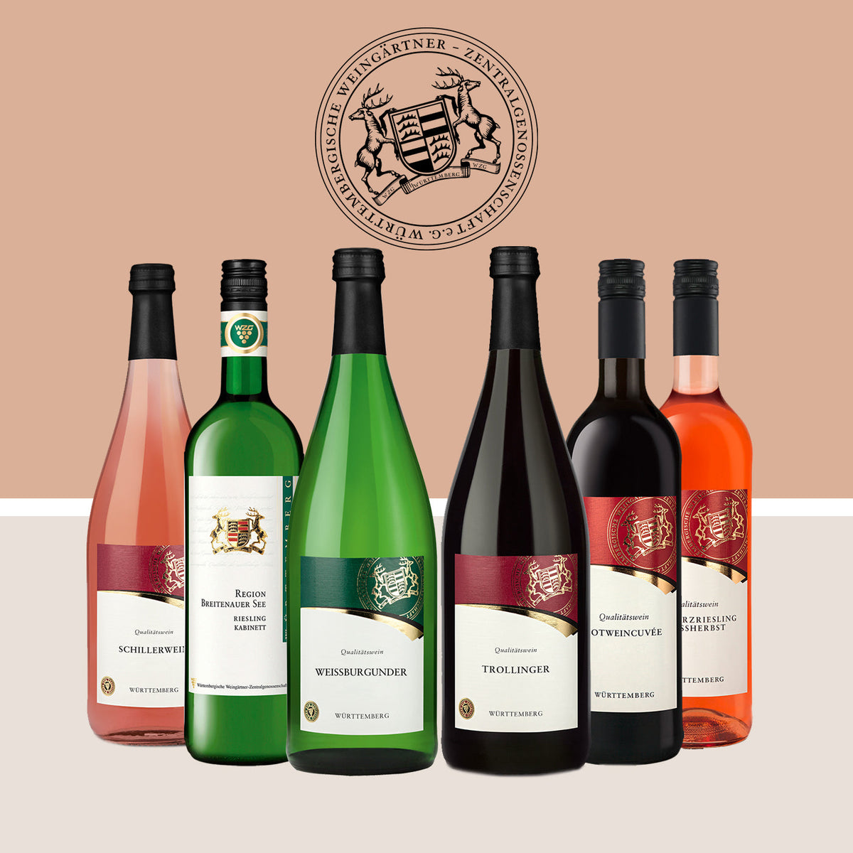 Auswahl verschiedener Weine der Serie Aus'm Ländle von WZG.