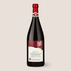 Flasche Aus’m Ländle Rotwein der WZG mit rotem Flaschenverschluss und hellem Etikett.