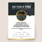 Mundus Vini Gold-Auszeichnung für Edition Gourmet Secco weiß 0% vol. der WZG.