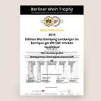 Urkunde einer Weinauszeichnung für Edition Württemberg Lemberger der WZG.