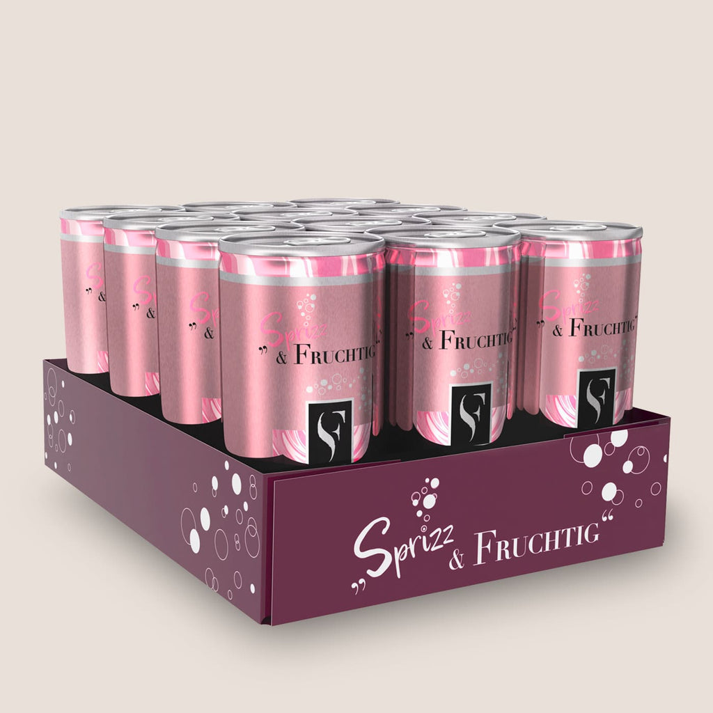 Sprizz & Fruchtig Secco RoseDosen der WZG in einer Verkaufsbox