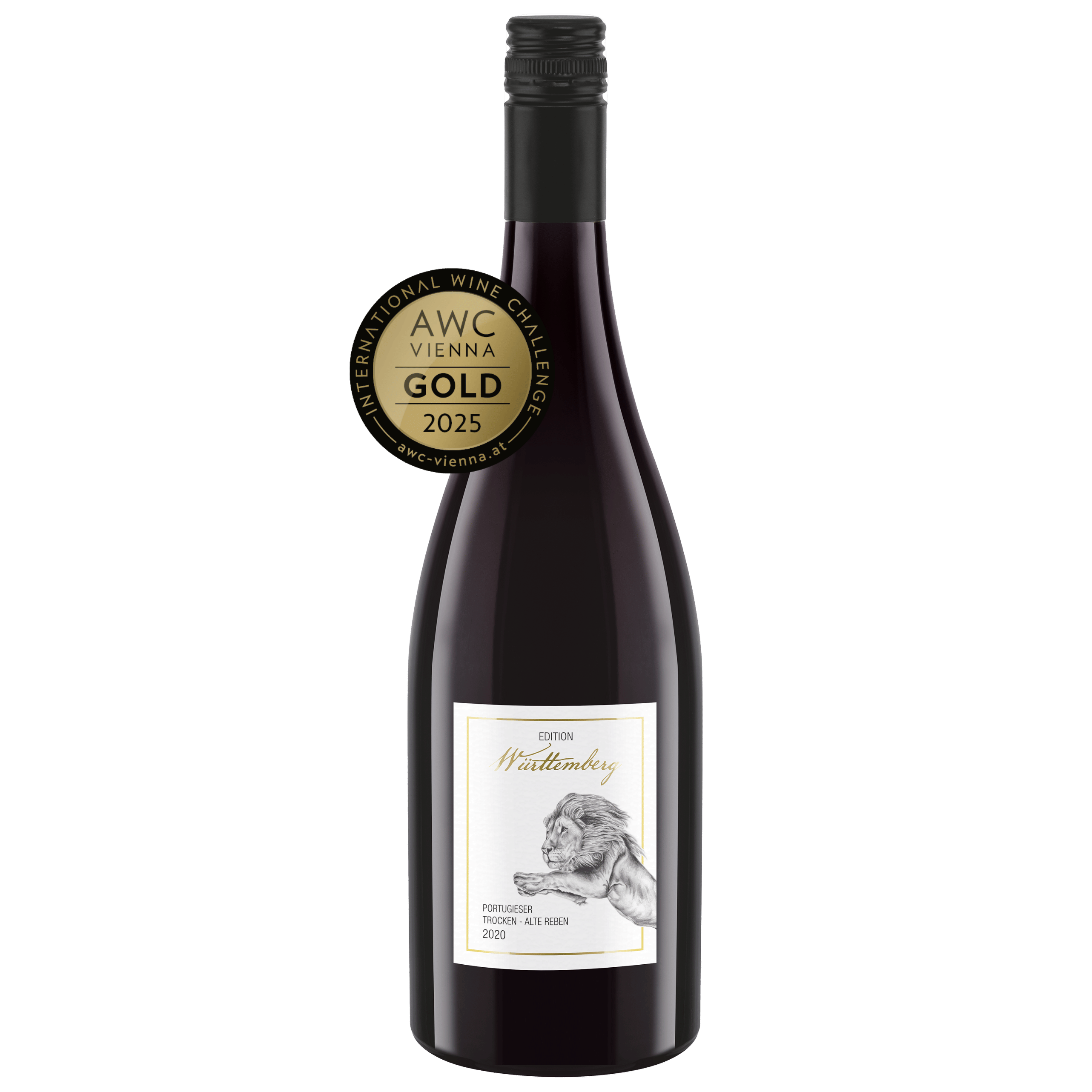 WZG Rotwein Edition Württemberg Portugieser AWC Gold Rotweinflasche der Serie Edition Württemberg der Sorte Portugieser mit AWC Goldauszeichnung im WZG Weinshop