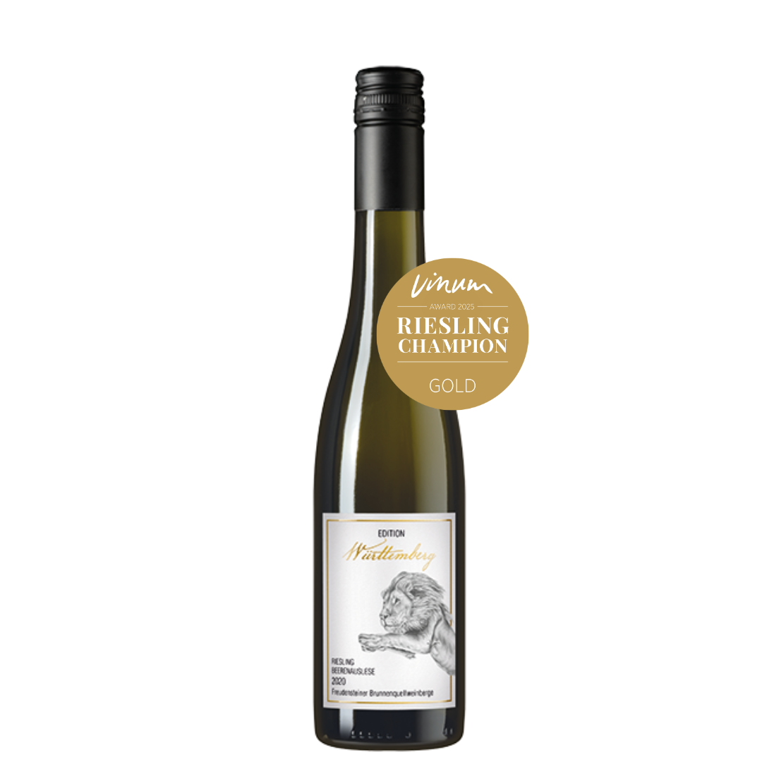 Weißweinflasche der Serie Edition Württemberg Riesling Beerenauslese mit Auszeichnung