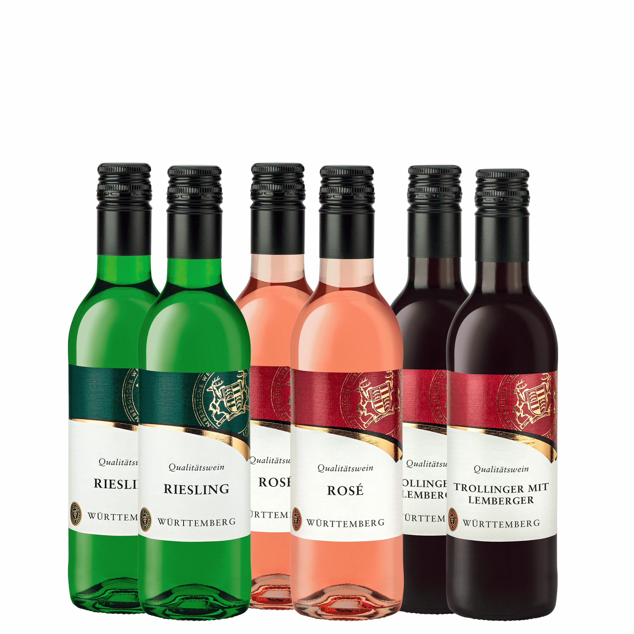 Weinpaket mit 6 Kleinflaschen weiß rosé und rot aus dem WZG Weinshop