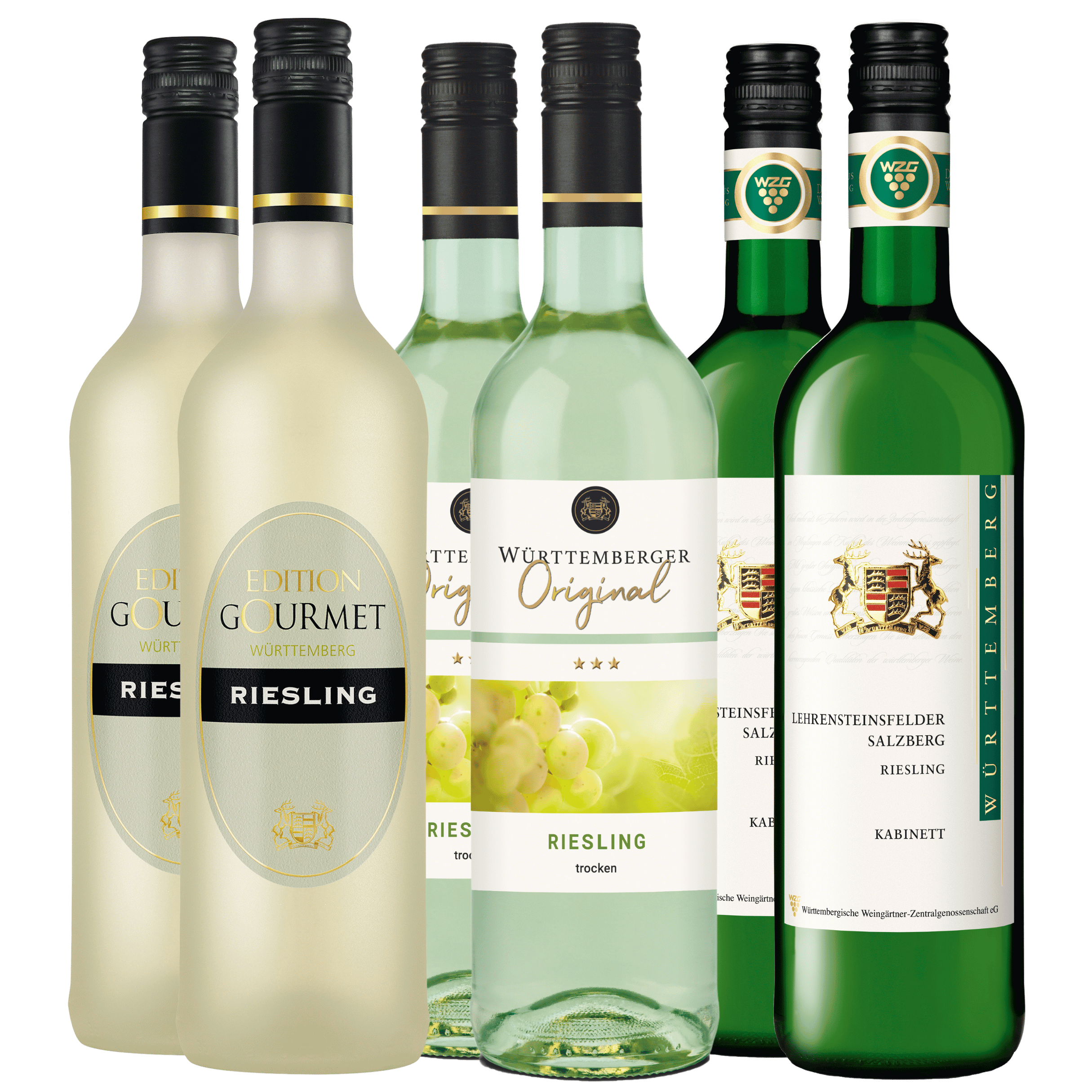WZG Weinpaket Riesling Weißwein-Paket mit 6 Flaschen der Sorte Riesling aus dem WZG Weinshop