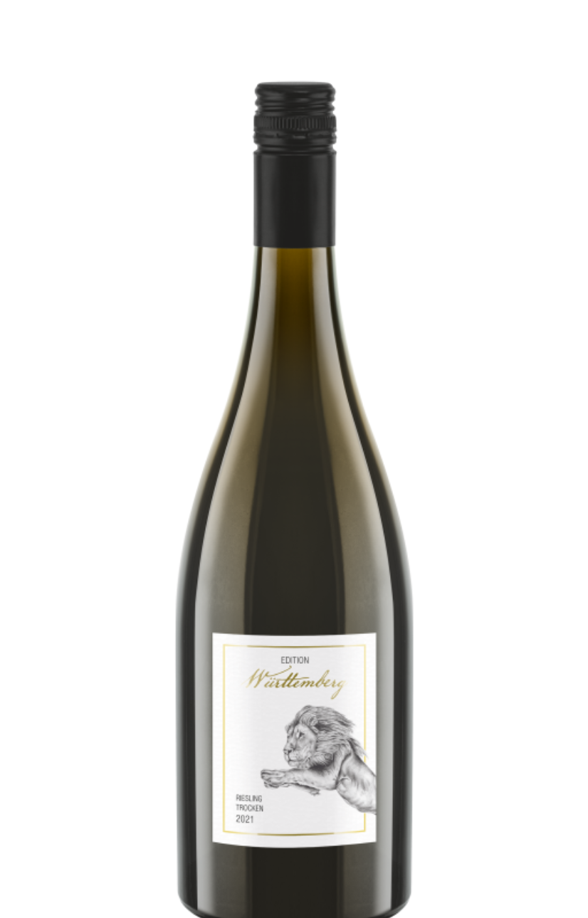 Weißweinflasche der Sorte Riesling trocken der Serie Edition Württemberg WZG Edition Württemberg Serie