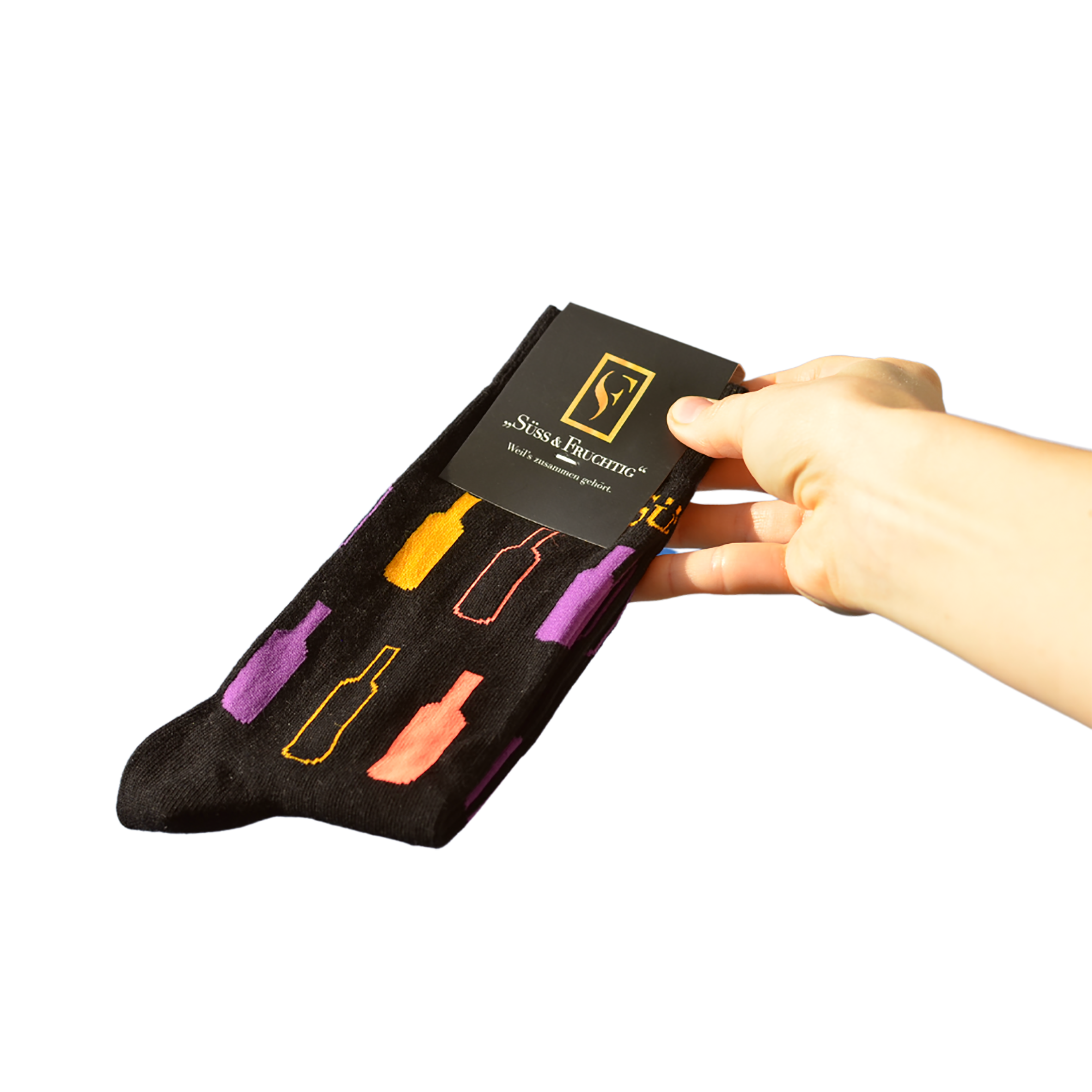 WZG Socken Süss und Fruchtig Socken der Marke Süss und Fruchtig mit bunten Flaschen-Motiven
