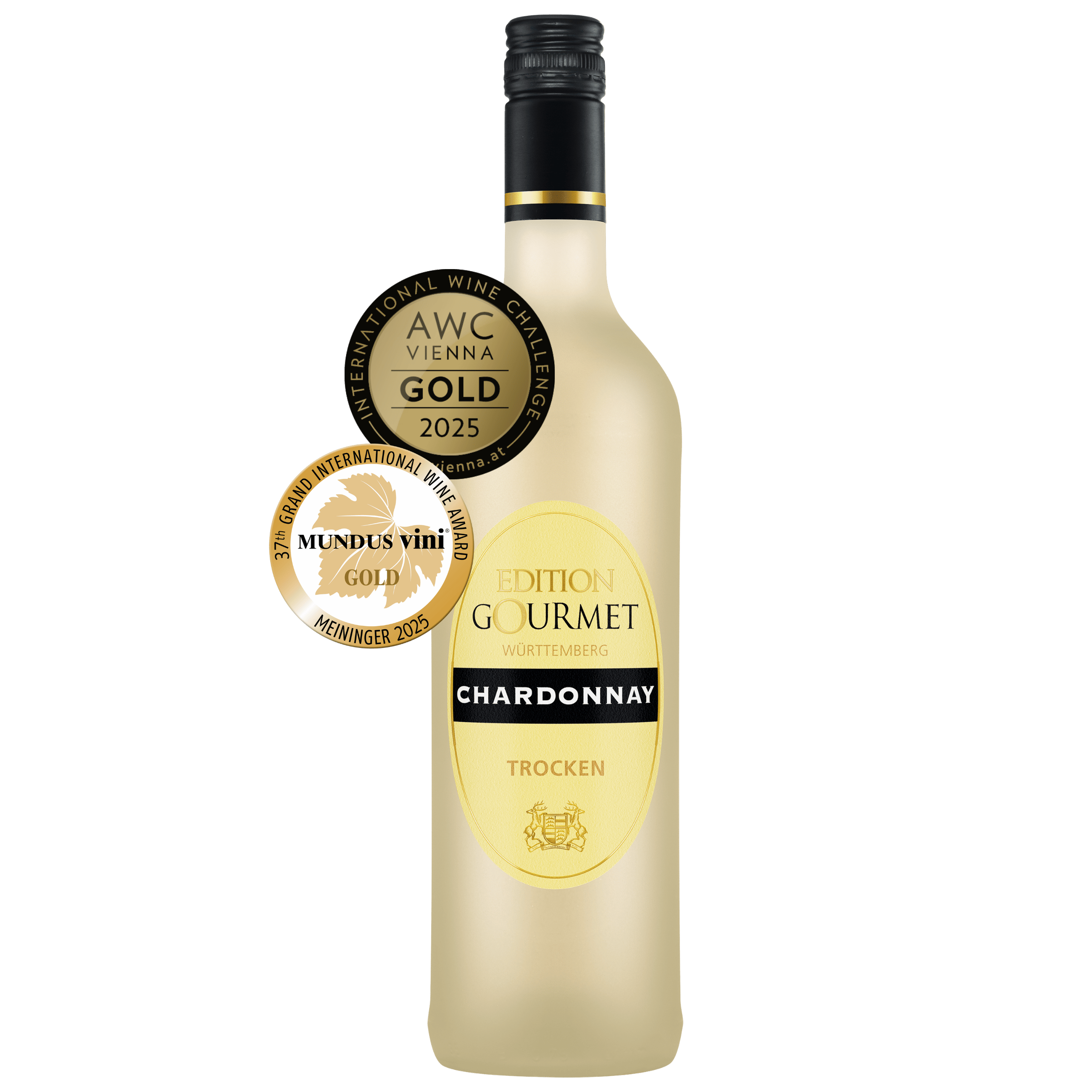 Weißweinflasche der Sorte Chardonnay trocken und mehrfach ausgezeichnet aus dem WZG Weinshop